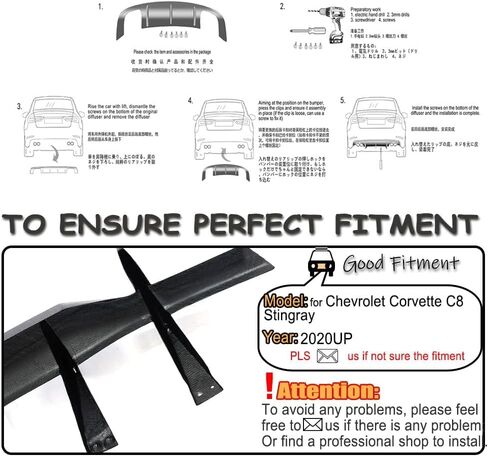 MCARCAR KIT Real Carbon Fiber Rear Diffuser Compatible with 2020-2025 Chevy Corvette C8 Stingray & Z51 Rear Lower Bumper Lip Diffuser Spoiler Body Kits Factory Outlet in Saudi Arabia