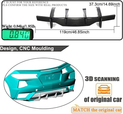 MCARCAR KIT Real Carbon Fiber Rear Diffuser Compatible with 2020-2025 Chevy Corvette C8 Stingray & Z51 Rear Lower Bumper Lip Diffuser Spoiler Body Kits Factory Outlet in Saudi Arabia