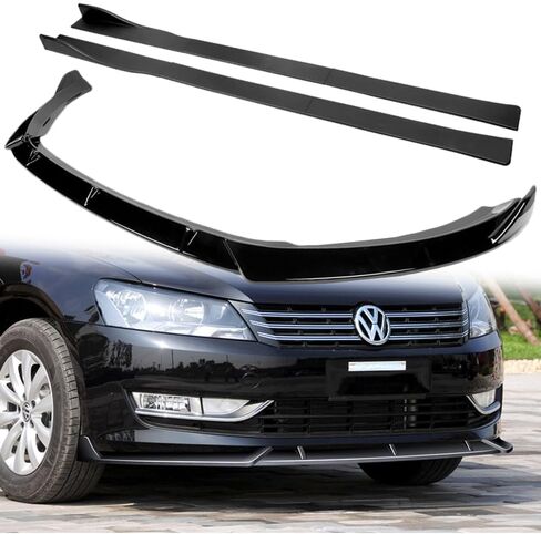 Q1-Tech ، 9pcs الأمامية المصدّة الشفاه والتنورة الجانبية الناشر المتوافقة مع سيارة Volkswagen Passat Sedan 2012-2015 فقط ، مفسد جسم الذقن الأمامي الشفاه (الكربون المطلي) in Saudi Arabia