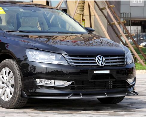 Q1-Tech ، 9pcs الأمامية المصدّة الشفاه والتنورة الجانبية الناشر المتوافقة مع سيارة Volkswagen Passat Sedan 2012-2015 فقط ، مفسد جسم الذقن الأمامي الشفاه (الكربون المطلي) in Saudi Arabia