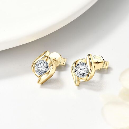 925 Sterling Silver Moissanite Stud أقراط ، 0.5 CT D Color VVS1 Round Round Diamond Miamond Hypoallergenic أقراط للنساء والرجال in Kuwait