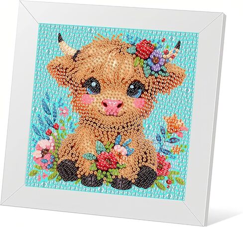 mrpwnle Dragon Diamond Art Kits for Kids - Dragon Diamond Painting Kits for Kids Beginners with Frame, Easy to DIY Cute Animals Diamond Art Kit for Kid Ages 4-8-12 for Gift Decoration 7x7in in Saudi Arabia
