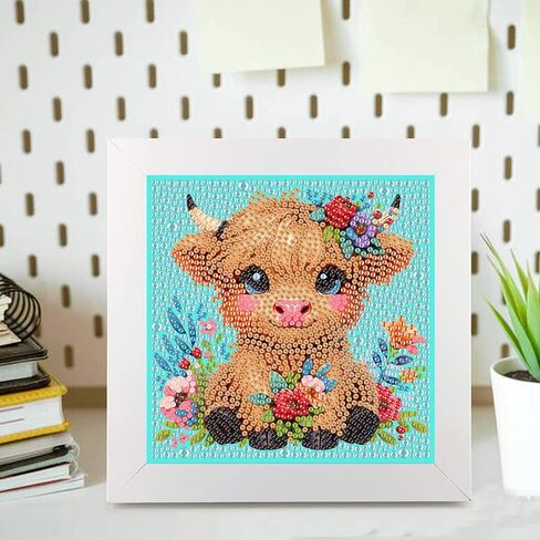 mrpwnle Dragon Diamond Art Kits for Kids - Dragon Diamond Painting Kits for Kids Beginners with Frame, Easy to DIY Cute Animals Diamond Art Kit for Kid Ages 4-8-12 for Gift Decoration 7x7in in Saudi Arabia