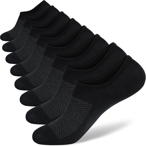8 Pairs Mens 100% Cotton Non Slip No Show Socks, Low Cut Casual Invisible Socks. in Kuwait