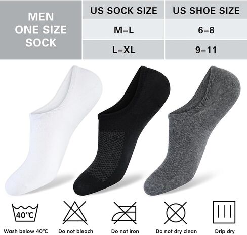 8 Pairs Mens 100% Cotton Non Slip No Show Socks, Low Cut Casual Invisible Socks. in Kuwait