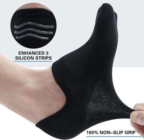 8 Pairs Mens 100% Cotton Non Slip No Show Socks, Low Cut Casual Invisible Socks. in Kuwait