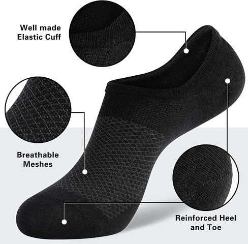 8 Pairs Mens 100% Cotton Non Slip No Show Socks, Low Cut Casual Invisible Socks. in Kuwait