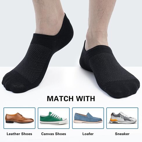 8 Pairs Mens 100% Cotton Non Slip No Show Socks, Low Cut Casual Invisible Socks. in Kuwait