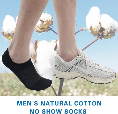 8 Pairs Mens 100% Cotton Non Slip No Show Socks, Low Cut Casual Invisible Socks. in Kuwait
