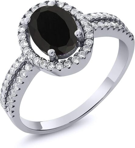 GEM Stone King 925 Sterling Silver 8x6mm Oval Gemstone Stone Speld Shank Shank Double Halo Engagement Ring | حلقة وعد الذكرى السنوية لحفل الزفاف للنساء in Kuwait