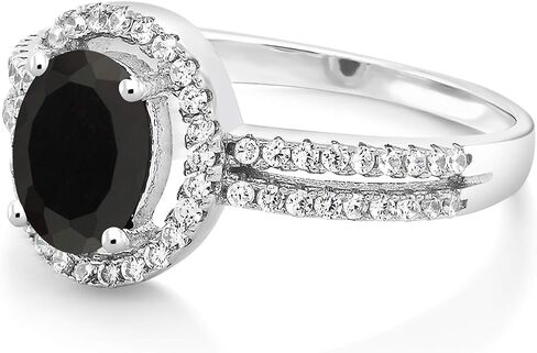 GEM Stone King 925 Sterling Silver 8x6mm Oval Gemstone Stone Speld Shank Shank Double Halo Engagement Ring | حلقة وعد الذكرى السنوية لحفل الزفاف للنساء in Kuwait