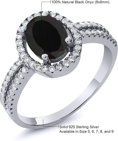 GEM Stone King 925 Sterling Silver 8x6mm Oval Gemstone Stone Speld Shank Shank Double Halo Engagement Ring | حلقة وعد الذكرى السنوية لحفل الزفاف للنساء in Kuwait