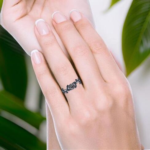 OMRANII Art Deco Ring Round Natural Rutilated Quartz Vintage Leaf Style CZ Wedding Engagement Rings For Women 925 Sterling Silver Gift For Her in Saudi Arabia