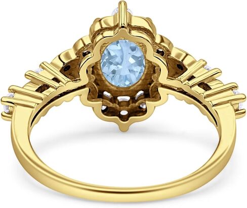 OMRANII Halo Vintage Inspired Art Deco Oval Shaped Engagement Wedding RingSimulated Cubic Zirconia Stones 925 Sterling Silver in Saudi Arabia