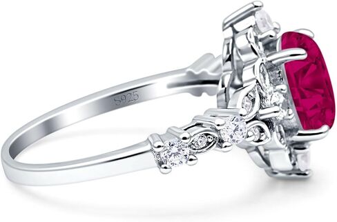 OMRANII Halo Vintage Inspired Art Deco Oval Shaped Engagement Wedding RingSimulated Cubic Zirconia Stones 925 Sterling Silver in Saudi Arabia