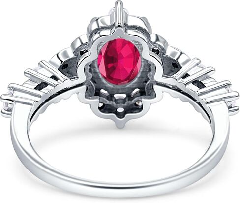 OMRANII Halo Vintage Inspired Art Deco Oval Shaped Engagement Wedding RingSimulated Cubic Zirconia Stones 925 Sterling Silver in Saudi Arabia
