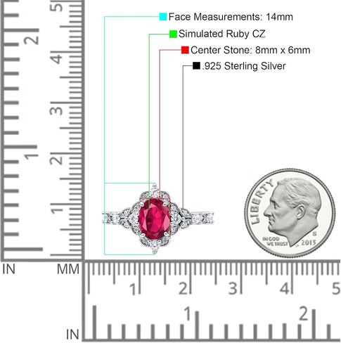 OMRANII Halo Vintage Inspired Art Deco Oval Shaped Engagement Wedding RingSimulated Cubic Zirconia Stones 925 Sterling Silver in Saudi Arabia