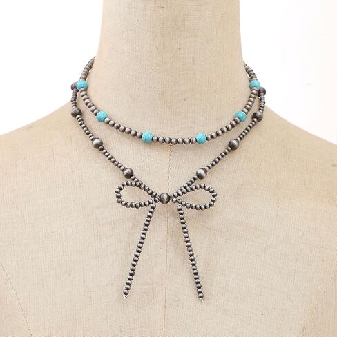 Gold Layered Necklace for Women Trendy,Dainty Bow Heart Pendant Necklace for Women Gold Christmas Jewelry in Kuwait