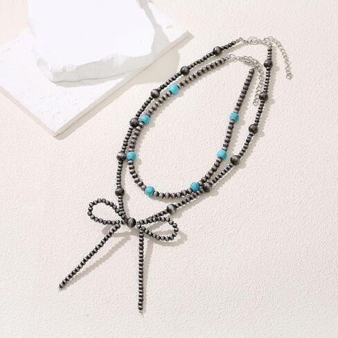 Gold Layered Necklace for Women Trendy,Dainty Bow Heart Pendant Necklace for Women Gold Christmas Jewelry in Kuwait