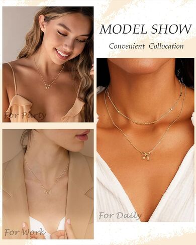 TOBENY Gold Necklace for Women Trendy 14K Gold Plated Dainty Bow Heart Cross Pendant Necklaces Cute Simple Pearl Diamond Paperclip Butterfly Italian Horn Choker Necklaces for Women Gift Jewelry in Kuwait