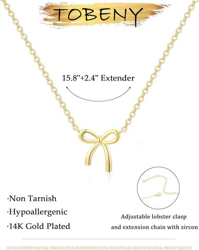 TOBENY Gold Necklace for Women Trendy 14K Gold Plated Dainty Bow Heart Cross Pendant Necklaces Cute Simple Pearl Diamond Paperclip Butterfly Italian Horn Choker Necklaces for Women Gift Jewelry in Kuwait
