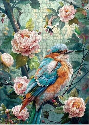 Vintage Owl Puzzles for Adults 1000 Pieces, Pretty Flower Nature Plant Peony Jigsaw Puzzles, Art Beautiful Bird Moon Floral Puzzle in Saudi Arabia