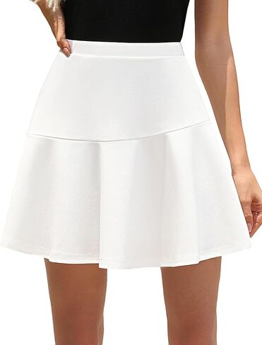 Kate Kasin Womens Basic Mini Skirt stretcy High Pherced A Line Pleated Tairts Flare Disual Skater Skirt 2025 in Kuwait