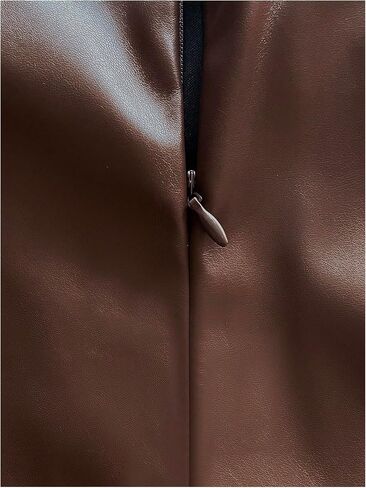 GORGLITTER Women's High Waisted Leather Skirt Wrap Ruched Bodycon Mini Skirts in Saudi Arabia