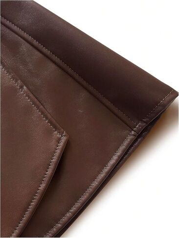 GORGLITTER Women's High Waisted Leather Skirt Wrap Ruched Bodycon Mini Skirts in Saudi Arabia