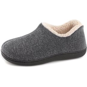 ULTRAIDEAS Women’s Cozy Faux Sherpa Fleece Slippers with Drawstring, Memory Foam Closed Back House Shoes with Nonslip Rubber Sole for Indoor and Outdoor（Black Grey, Size 10） in Kuwait