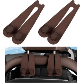 2PCS Car Seat Hooks for Headrest, Leather Vehicle Seat Back Organization Hanger for Purses Bags, Automotive Interior Head Rest Storage Organizer Accessories, Universal Fit (Black, 2PCS) in Kuwait