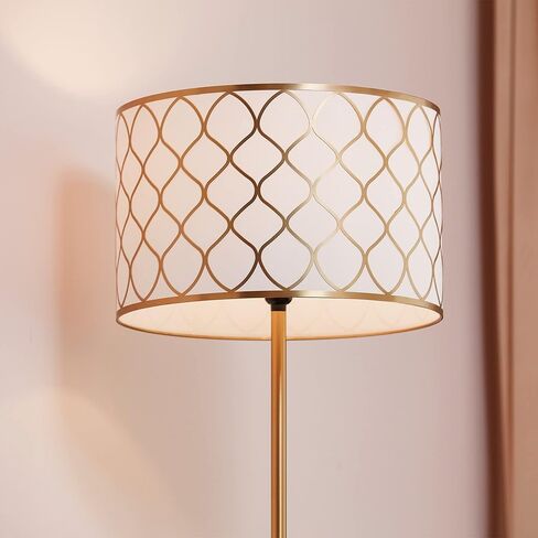 Globe Electric 61000043 62" Floor Lamp, Wood Toned, White Pleated Fabric Shade, Pivot Joint on Shade, in -Line On/Off Foot Switch, Black Cord, Reading, Office Accessories, Home Improvement in Kuwait