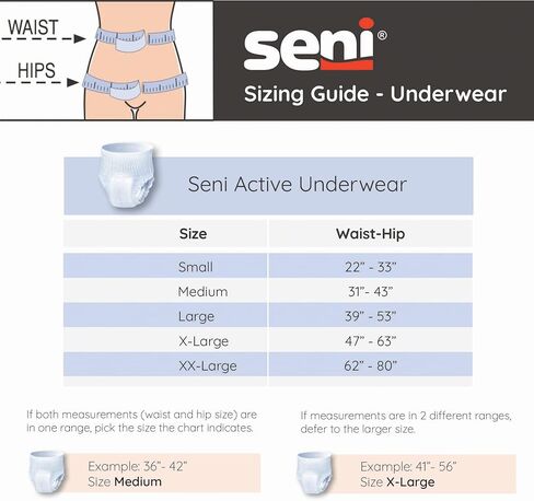 SeNi Active Classic Plus Insisex Comple Besonntaintwear ، Size X-Large (47 "-63") ، 56 Count (4 عبوات من 14) ، امتصاص معتدل ، ملابس داخلية يمكن التخلص منها مع طبقات للدموع للرجال والنساء in Kuwait