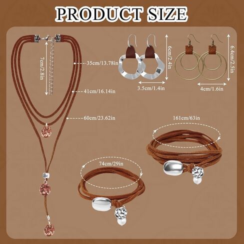 24 Pcs Western Jewelry for Women Boho Set Bohemian Turquoise Jewelry Set Turquoise Pendant Long Necklace Vintage Layer Bracelet Earrings in Saudi Arabia