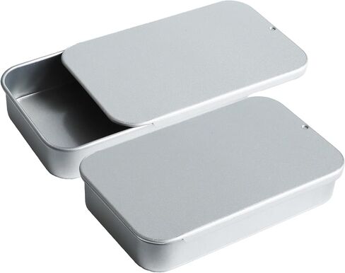 2 Pcs Mini Metal Slide Top Tin Containers, 3.15 x 1.97 x 0.59 Inches, Small Rectangular Containers, storage box for Candies, Jewelry, Crafts, Survival Kits(White) in Saudi Arabia