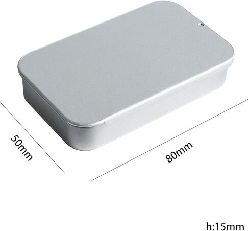 2 Pcs Mini Metal Slide Top Tin Containers, 3.15 x 1.97 x 0.59 Inches, Small Rectangular Containers, storage box for Candies, Jewelry, Crafts, Survival Kits(White) in Saudi Arabia