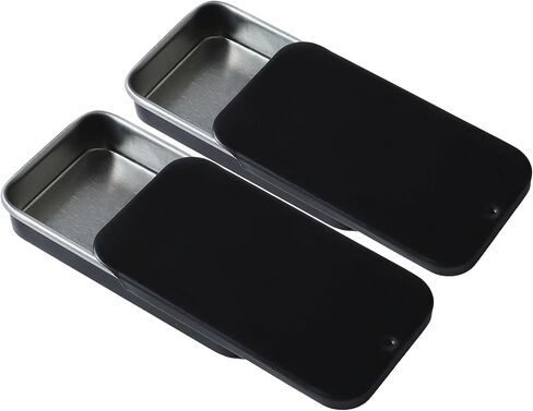 2 Pcs Mini Metal Slide Top Tin Containers, 3.15 x 1.97 x 0.59 Inches, Small Rectangular Containers, storage box for Candies, Jewelry, Crafts, Survival Kits(White) in Saudi Arabia