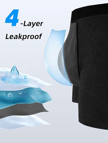 Washable Incontinence Underwear for Men with Leak Proof Protection, Discreet Boxer Briefs for Bladder Leakage 5-Pack in Saudi Arabia