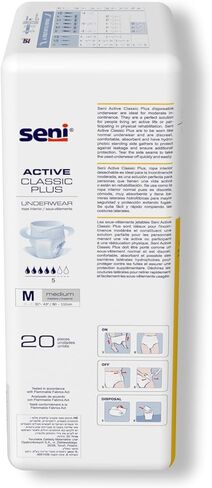 SeNi Active Classic Plus Insisex Comple Besonntaintwear ، Size X-Large (47 "-63") ، 56 Count (4 عبوات من 14) ، امتصاص معتدل ، ملابس داخلية يمكن التخلص منها مع طبقات للدموع للرجال والنساء in Kuwait