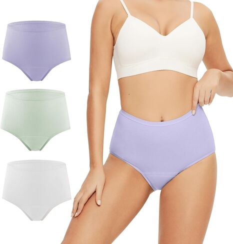 BATTEWA Oeko-TEX Certified Incontinence Underwear for Women Cotton Leak Proof Panties Bladder Leakage Protective Briefs Absorbent 50ML (Purple, X-Large, 3-Pack) in Kuwait
