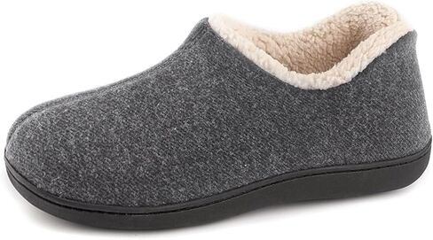 ULTRAIDEAS Women’s Cozy Faux Sherpa Fleece Slippers with Drawstring, Memory Foam Closed Back House Shoes with Nonslip Rubber Sole for Indoor and Outdoor（Black Grey, Size 10） in Kuwait