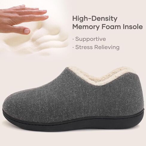 ULTRAIDEAS Women’s Cozy Faux Sherpa Fleece Slippers with Drawstring, Memory Foam Closed Back House Shoes with Nonslip Rubber Sole for Indoor and Outdoor（Black Grey, Size 10） in Kuwait