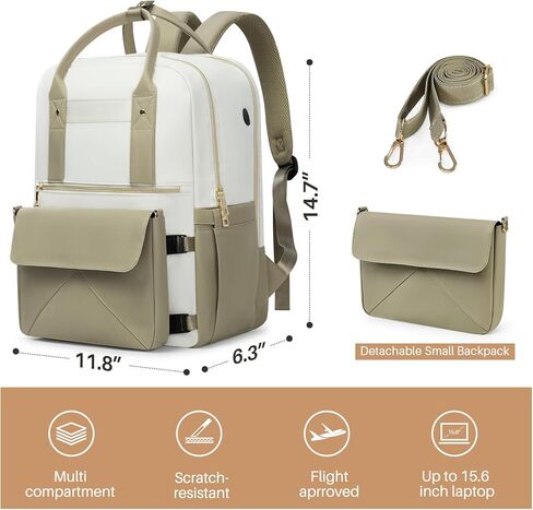 حقيبة ظهر للنساء ، 15.6 بوصة حقيبة على ظهره على محمول مع ميناء USB ، حقائب المعلم الممرضة في العمل ، أكياس الكتب الكلية للمدرسة ، حزمة نهارية غير رسمية للسفر ، أبيض أسود in Kuwait
