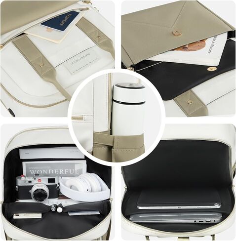 حقيبة ظهر للنساء ، 15.6 بوصة حقيبة على ظهره على محمول مع ميناء USB ، حقائب المعلم الممرضة في العمل ، أكياس الكتب الكلية للمدرسة ، حزمة نهارية غير رسمية للسفر ، أبيض أسود in Kuwait