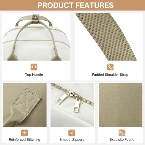 حقيبة ظهر للنساء ، 15.6 بوصة حقيبة على ظهره على محمول مع ميناء USB ، حقائب المعلم الممرضة في العمل ، أكياس الكتب الكلية للمدرسة ، حزمة نهارية غير رسمية للسفر ، أبيض أسود in Kuwait