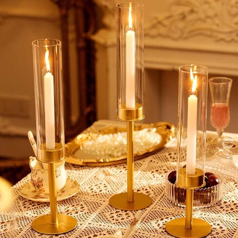 4set 12pc Gold Hurricane Candle Holders,Taper Candle Holders Candlestick Holders Wedding Table Centerpiece Decoration Christmas Party in Saudi Arabia