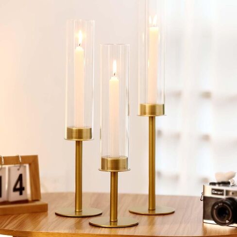 4set 12pc Gold Hurricane Candle Holders,Taper Candle Holders Candlestick Holders Wedding Table Centerpiece Decoration Christmas Party in Saudi Arabia