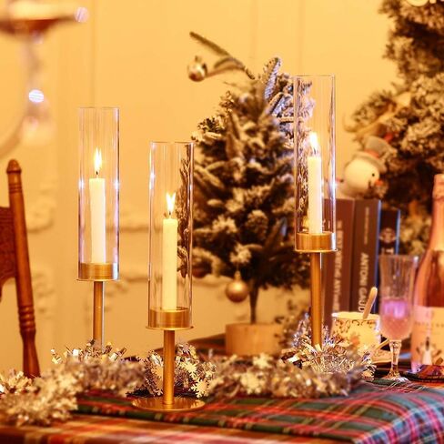 4set 12pc Gold Hurricane Candle Holders,Taper Candle Holders Candlestick Holders Wedding Table Centerpiece Decoration Christmas Party in Saudi Arabia