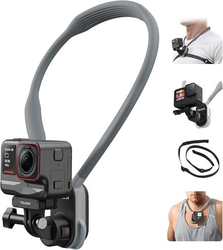 TELESIN S2 Quick Release Magnetic Neck Mount with Fixing Chest Strap, Necklace Lanyard Holder for GoPro 13 12 11 10 9 8 7 6 Go Pro Max Insta360 X3 X4 GO3 Ace Pro DJI Action 5 Pro 3 4 Osmo Pocket 3 in Saudi Arabia