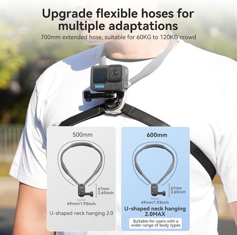 TELESIN S2 Quick Release Magnetic Neck Mount with Fixing Chest Strap, Necklace Lanyard Holder for GoPro 13 12 11 10 9 8 7 6 Go Pro Max Insta360 X3 X4 GO3 Ace Pro DJI Action 5 Pro 3 4 Osmo Pocket 3 in Saudi Arabia